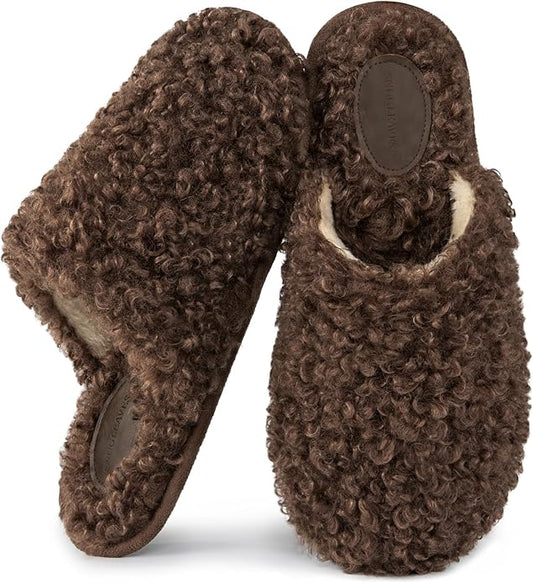 Women's Scuff Slippers Furry Cute Curly Faux